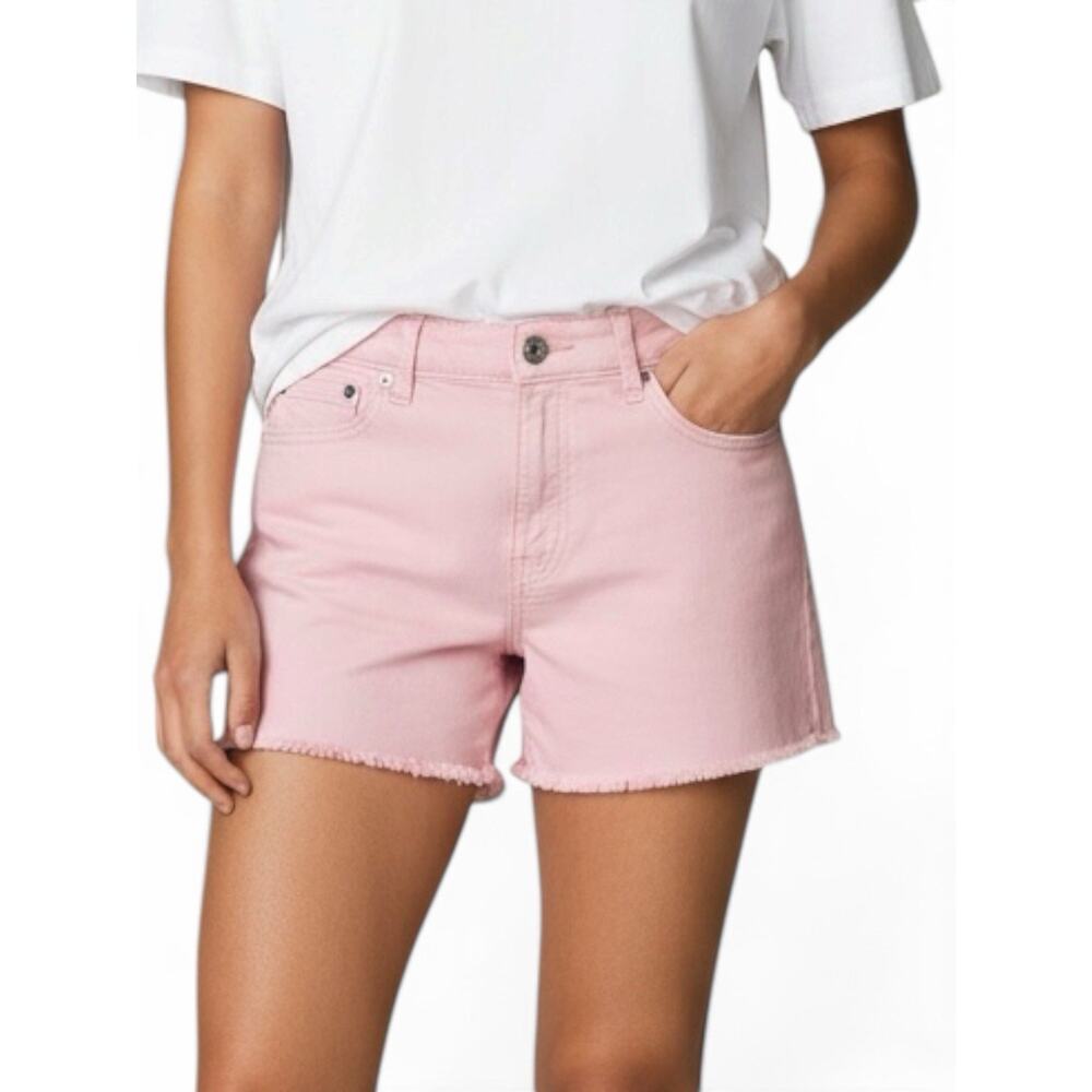 A|X Armani Exchange J59 Women's Pink Denim Cut Off Shorts Mid Rise Size 29